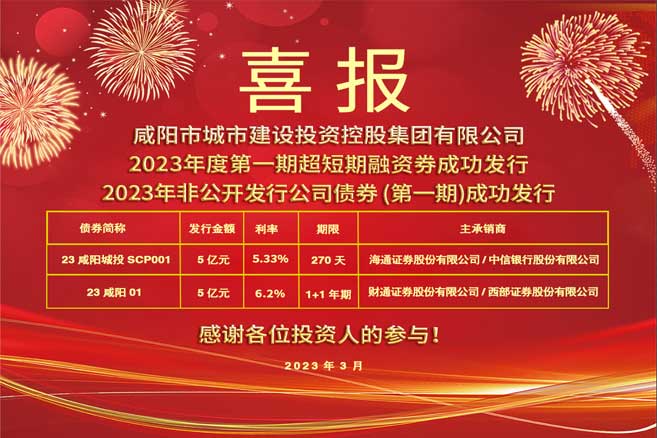 市城投集團(tuán)2023年度第一期超短期融資券 、2023年非公開發(fā)行公司債券（第一期）成功發(fā)行